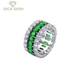 Trouwringen GICA GEMA Echt 925 Sterling Zilveren Ringen Voor Vrouwen Meisje Gemaakt Diamant Smaragd Edelsteen Mode Bruiloft Verlovingssieraden 231218