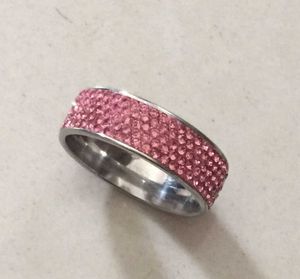 Bagues de mariage filles 316l en acier inoxydable argenté rose diamant anneau de mariage anneau de fiançailles en cristal pour les femmes amateurs de femme en gros expédition