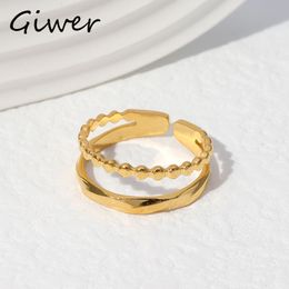 Anillos de boda Giwer con estilo de acero inoxidable para mujeres niñas Temperamento de dedo ajustable Regalo de joyería de fiesta de moda Bague Femme Anillos 230710