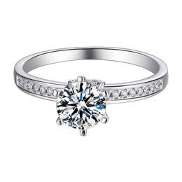 Trouwringen glinsterende natuurlijke Moissanite edelsteen klassieke eenvoudige rij ring voor meisje 925 Sterling zilveren fijne juweelr