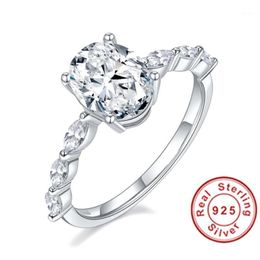 Trouwringen glinsterende natuurlijke moissaniet edelsteen klassiek eenvoudig type 6 ring voor meisje 925 sterling zilveren fijne sieraden 245p