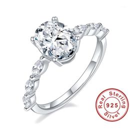 Trouwringen glinsterende natuurlijke moissaniet edelsteen klassiek eenvoudig type 6 ring voor meisje 925 sterling zilveren fijne sieraden289L