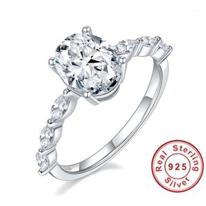 Anneaux de mariage scintillant naturel Moissanite pierre précieuse classique Simple Type 6 anneau pour fille 925 en argent Sterling bijoux fins