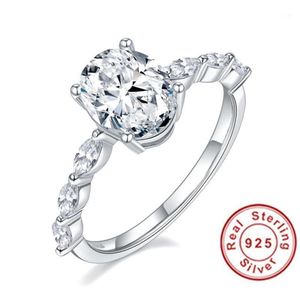 Anéis de casamento brilhantes moissanite natural pedra preciosa clássico tipo simples 6 anel para menina 925 prata esterlina jóias finas 206z