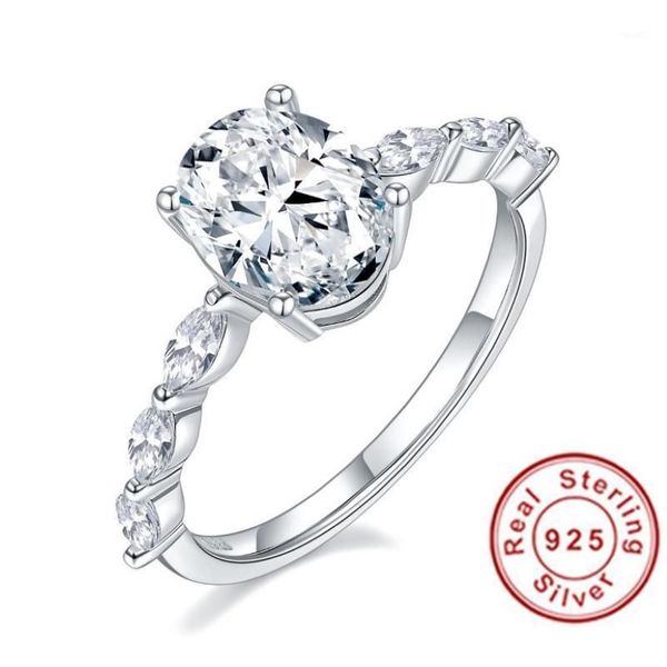 Anillos de boda brillantes moissanite natural gemstone clásico anillo simple tipo 6 para niña 925 joyería fina de plata esterlina289l