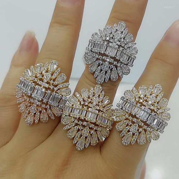 Anneaux de mariage GODKI 2023 Mode Charme de luxe Baguette Cut Zircon cubique pour femmes T Forme Pierre Bijoux de fête