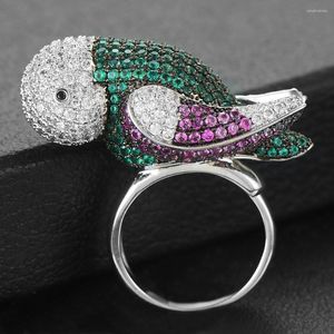 Trouwringen Godki Dubai Marokko Peace Pigeon Bird Ring voor vrouwen Volledige kubieke zirkoon vinger kralen Nobele Boheemse strandjuwelen