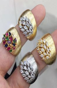 Bagues de mariage Godki Luxury Feather Gold Bold Rings avec Zirconia Stones Women Engagement Party Bijoux de haute qualité 2209208220606