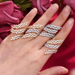Anneaux de mariage GODKI feuille de blé de luxe avec des pierres de zircone femmes bijoux de fête de fiançailles de haute qualité