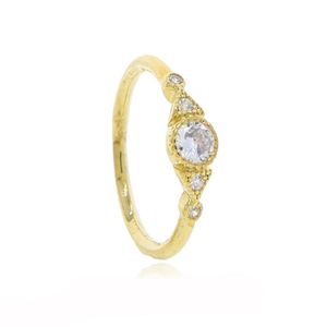 Trouwringen Goudkleur CZ Ring Delicate dunne kristallen Dainty eenvoudige groothandels drop sieraden fof vrouwen