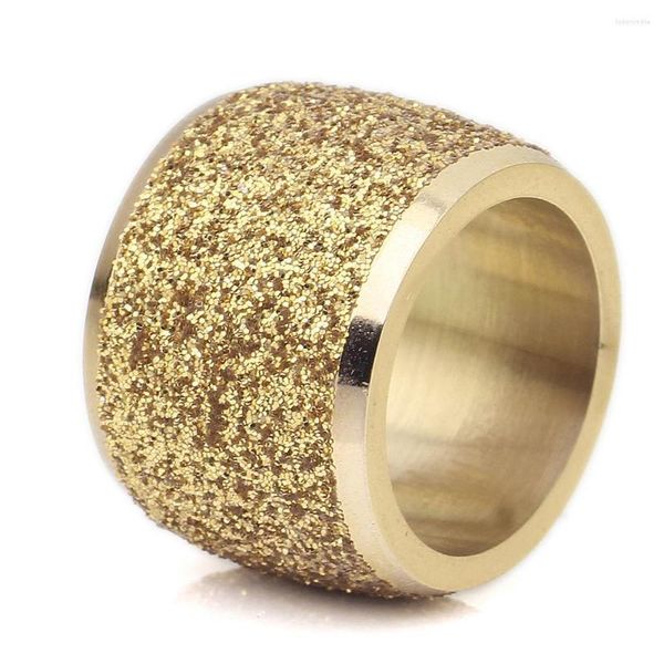 Anillos de boda Color oro Rosa Lentejuelas Exfoliante Anillo de acero inoxidable para hombres Mujeres