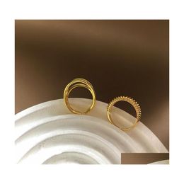 Wedding Rings Gold Color Three Lagen Wedding Rings For Women Vintage Strips verlovingsring sieraden 215 D3 Drop Delivery DHP3V