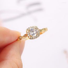 Trouwringen goud voor vrouwen verlovingsring verstelbare kristal diamantbelofte accessoires Koreaanse mode mariage sieraden r812 wynn22