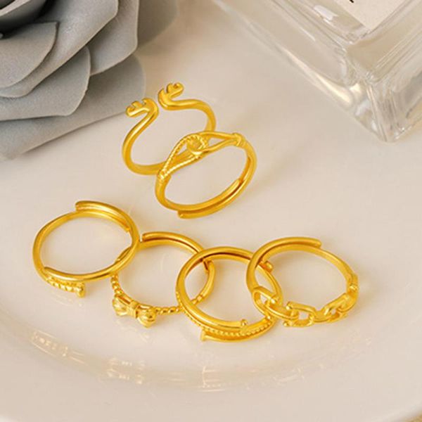 Anneaux de mariage or luxe pour femmes adolescents couleur bague amulette été Vintage doigt bijoux cadeaux en gros mariage mariage