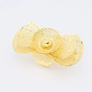 Anneaux de mariage plaqué or doux grand anneau de fleur Dubai Ethiopie luxe adapté aux cadeaux de fête et de bal