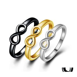 Wedding Rings Gold Sier Color Infinity Ring Eeuwigheid Hand Charms Goede vriend Geschenk eindeloze liefde Symbool Fashion sieraden voor vrouwen Whol Dh46H