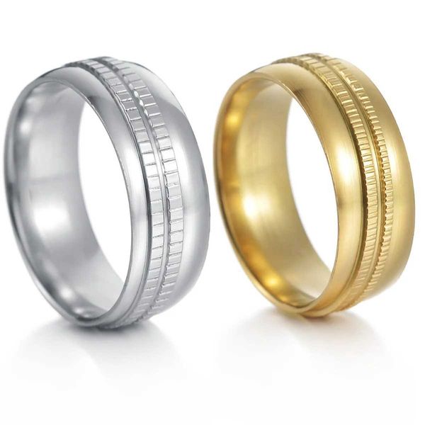 Bagues de mariage anneau de mode en argent doré pour hommes anneaux en acier inoxydable femmes masculines engagement de mariage bijoux cadeaux