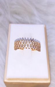 Trouwringen Gouden Enkele Rij Kristallen Ring Elegante Eenvoudige Dames Sieraden Mode Romantische Gift9214329