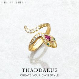 Anéis de casamento Golden Snake Ring Fine Jewerly para mulheres marca animal presente em real 925 prata esterlina 231218