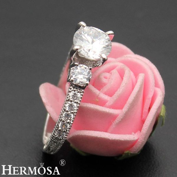 Anillos de boda Hermosa PROMOCIÓN Bandas de circón blanco brillante Anillo de compromiso nupcial Tamaño 7 # 8 #