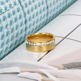 Trouwringen hgflyxu goud kleur roestvrij staal voor vrouwen accessoires Crystal Rhinestone Ring hoogwaardige persoonlijkheid sieraden