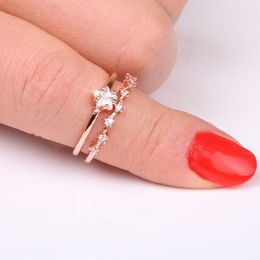 Trouwringen hgflyxu rosé goud kleur verstelbare vinger voor vrouwen koper zirconia ring set jubileum verjaardag