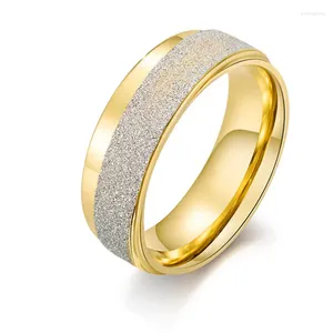 Trouwringen Hoge kwaliteit 8 mm eenvoudige matte ring Mode gouden heren- en damesexclusieve paarbandgroothandel