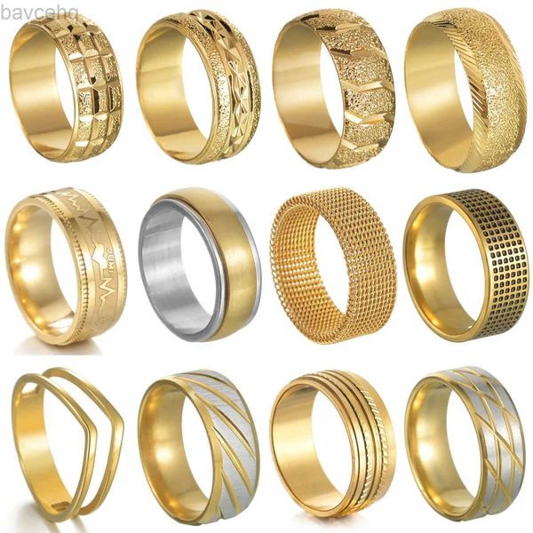 Anneaux de mariage Haute qualité couleur or bague de mariage pour femmes hommes Couple anneaux gros cercle géométrique minimaliste anneau bijoux saint valentin cadeau 24329