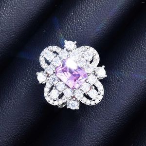 Anneaux de mariage de haute qualité, Micro pavé de cristal incrusté de couleurs rose/jaune/vert, Zircon pour femmes, bijoux de fête à la mode, vente en gros