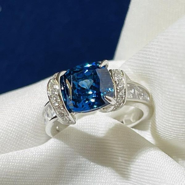 Anillos de boda de alta calidad personalizado exquisito zafiro anillo de diamante cuadrado para mujer joyería de moda LR051