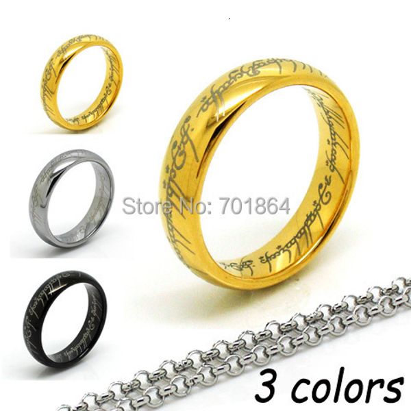 Anneaux de mariage Haute Qualité Taille 5 -13 Or / Noir Argent Couleur Carbure De Tungstène L'Anneau Unique Chaîne En Acier Inoxydable 221119