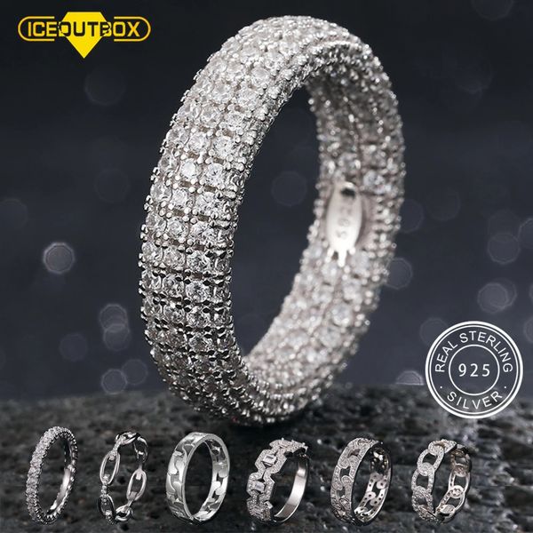 Anneaux de mariage Hip Hop réel 925 en argent Sterling timbre bague de luxe plein cubique Zircon glacé hommes femmes doigt Punk cubain anneaux taille 7-10 unisexe 231214