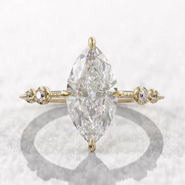 Trouwringen Huitan AAA Crystal Marquise Zirconia voor Dames Mode Dunne Ring Engagement Accessoires Verklaring Sieraden 231124