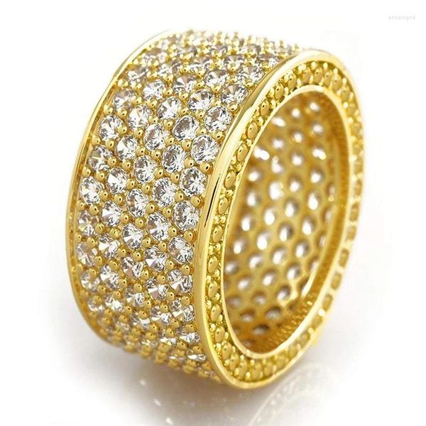 Anneaux de mariage Huitan Bling Bands Femmes Plein avec Sparkling CZ Engagement Party Luxe Femme Gros Bijoux