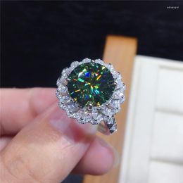 Trouwringen Huitan Brilliant Green Kubieke Zirkonia Ring Luxe Dames Vingerring Accessoires Feest Verlovingsringen Trendy Sieraden