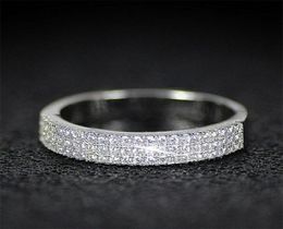 Anneaux de mariage Huitan délicat femmes bague brillant cristal cubique Zircon Micro pavé à la mode femme fiançailles Fine cadeau 6907444