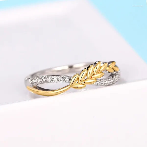 Anillos de boda Huitan Anillo de pareja de moda con diseño Joyería de dedo de estilo de dos tonos para amantes Accesorios femeninos delicados