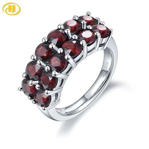 Bagues de mariage Hutang 4.2ct Anneau de grenat noir naturel pour femmes 925 Anneaux en argent sterling grenade rouge Gemstone Fine bijoux de Noël Gift 231222