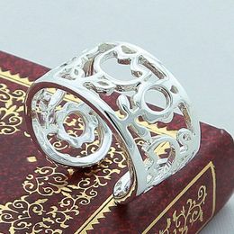 Anneaux de mariage à la mode féminine 925 bague en argent mignon romantique fleur charme ouvert fête bijoux cadeaux Anel