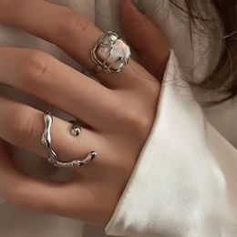 Anneaux de mariage INS mode couleur argent minimaliste irrégulière torsadée bagues créative géométrique Punk ouverture anneaux pour femmes filles bijoux 231208