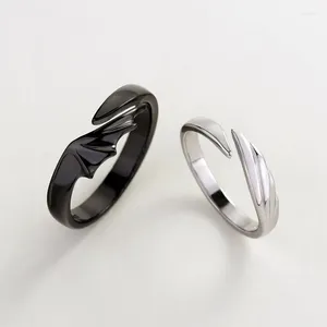Wedding Rings Ins Hip Hop Angel en Devil Couple Men Women Korean Simple Black Student Gift Sieraden voor verloving Accessary