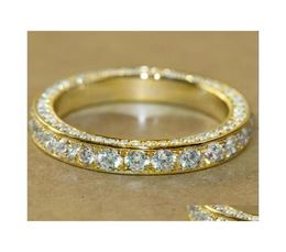 Anneaux de mariage Ins Top Sell Simple Fashion Bijoux 925 Sterling Sier Gold Fill Round Cut White Topaz CZ Diamond Gemstones Eternity 3864648