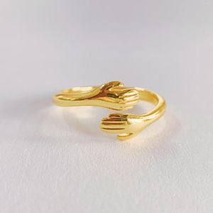 Anneaux de mariage Ins Vintage romantique amour câlin sculpté anneau de main pour les femmes pour toujours réglable mode bijoux esthétiques