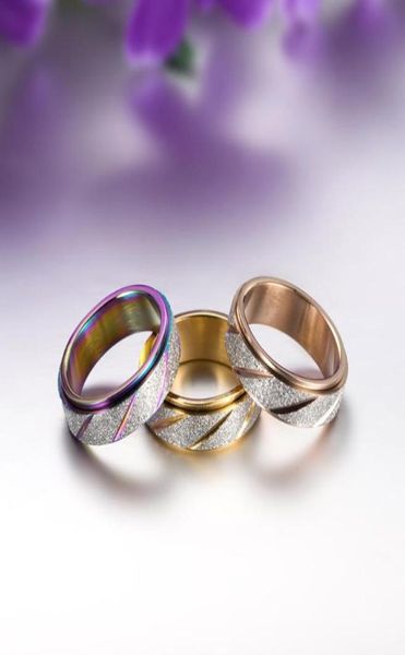 Anillos de boda INSCHIC 2021 Tendencias Sobrenatural Colorido Regalos esmerilados para mujeres Mujer Slash Girar Acero inoxidable Party2048282