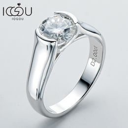 Trouwringen IOGOU 2ct Diamond Solitiare verlovingsringen voor vrouwen 100% 925 sterling zilver Bridal Wedding Band Bezel instelling 8 mm 230729