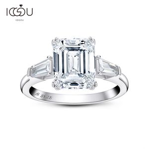 Wedding Rings Iogou Emerald Cut Ring for Women 3stones Betrokkenheid 925 Sterling Silver Diamond Promise Luxury Jewelry Gifts 230816