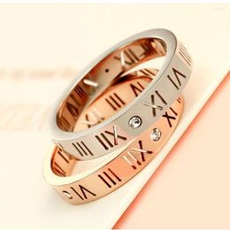 Trouwringen Jacoso Koreaans 18k Rose Gold verzilverde Romeinse Digitale diamanten ring Mannen en vrouwen Parp -accessoires voor Weding Betrokkenheid