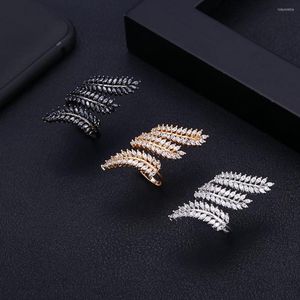 Anneaux de mariage Jankelly luxe feuille d'olivier déclaration de torsion pour les femmes cristal Zircon dubaï mariée doigt bijoux dépendance