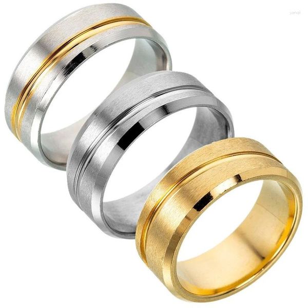 Anillos de boda Joyería Anillo europeo y americano Adorno Acero Hombres Frosted Prom Aniversario Compromiso