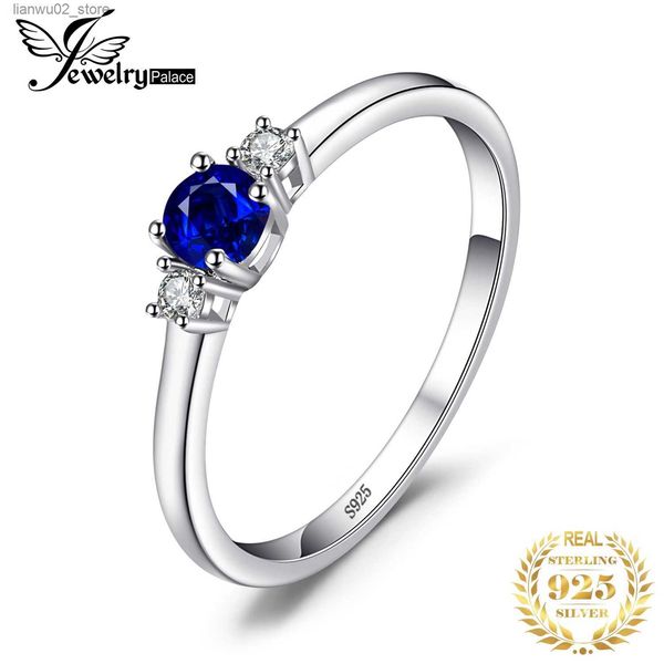 Anneaux de mariage Bijoux Palace Créer Bleu Saphir 925 Sterling Argent 3 Pierre Promesse Bague Femmes Bijoux De Mode Cadeau De Mariage Q240315